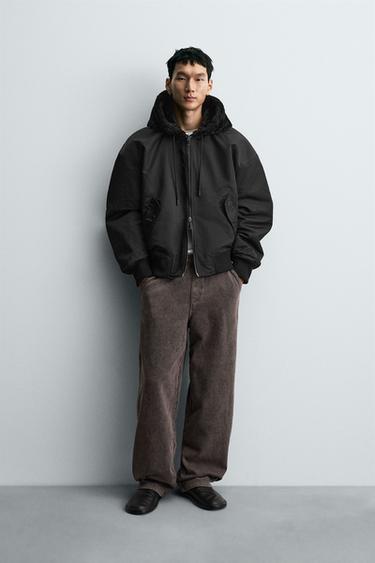 REVERSIBLE FAUX FUR BOMBER JACKET - Black by Zara