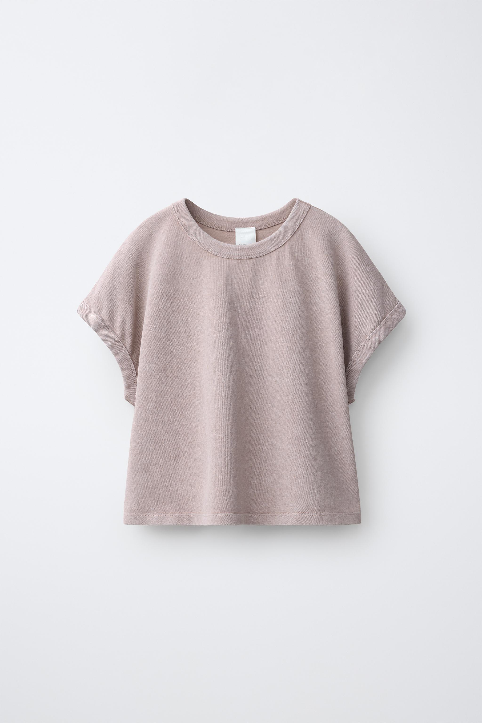 WASHED EFFECT T-SHIRT AND BALLOON PANTS SET — Faded pink (alternate view)