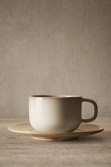 TEACUP AND SAUCER WITH ECRU RIM - White by Zara - Image 5