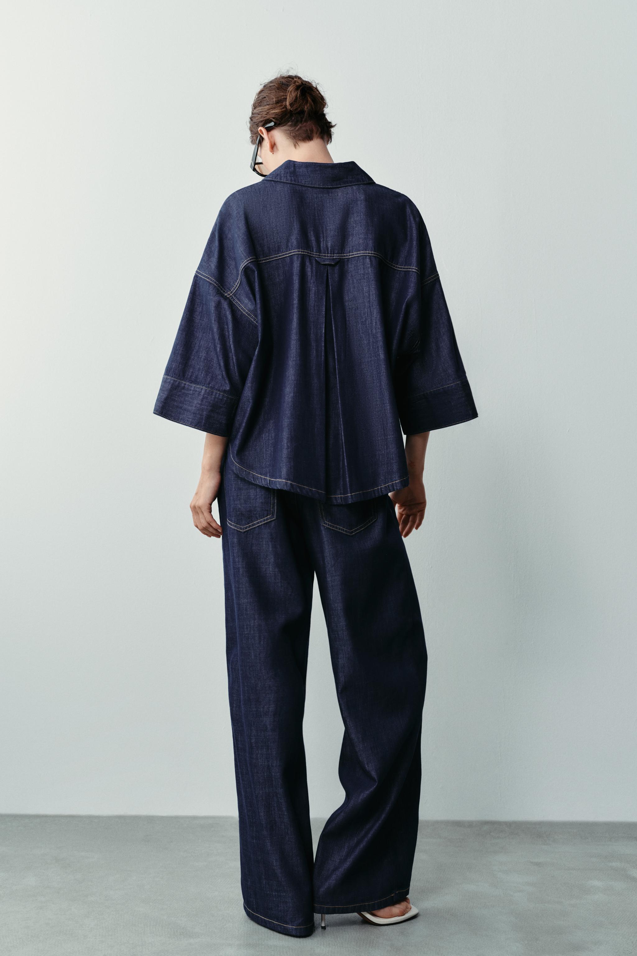 Женские рубашки Zara Z1975 WIDE SLEEVE DENIM SHIRT — фото 6