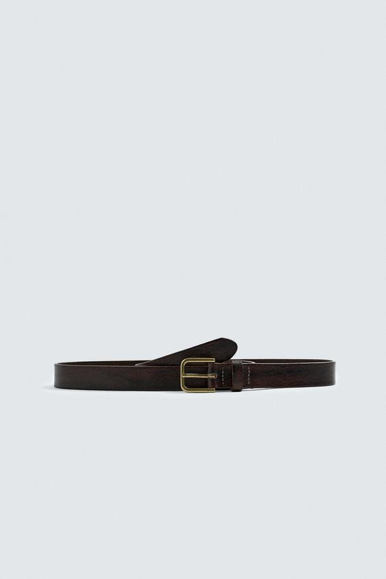 CRINKLED EFFECT LEATHER BELT