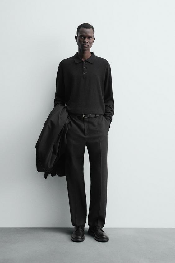 COTTON-WOOL KNIT POLO SHIRT