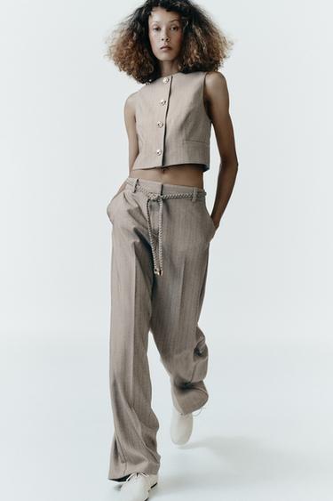 PANTALÓN ESPIGA CINTURÓN TRENZADO - Piedra de Zara