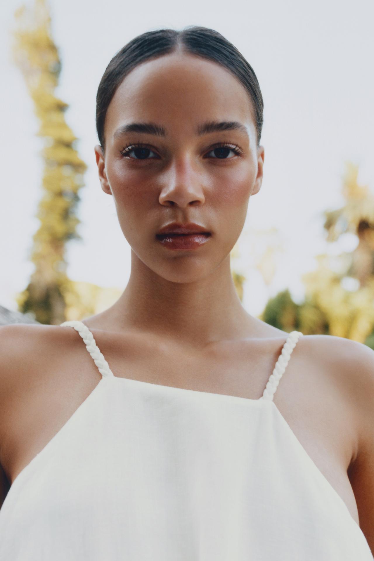 HALTER STRAP JUMPSUIT — Oyster-white