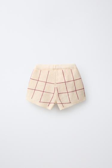 SHORT EN MAILLE À FLEURS - Écru moyen de Zara - Image 1