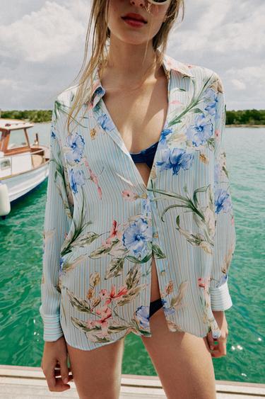 FLORAL PRINT SATIN SHIRT - Multicoloured by Zara - Image 1