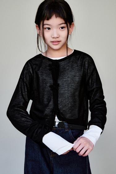 CARDIGAN WITH BOWS - Black by Zara