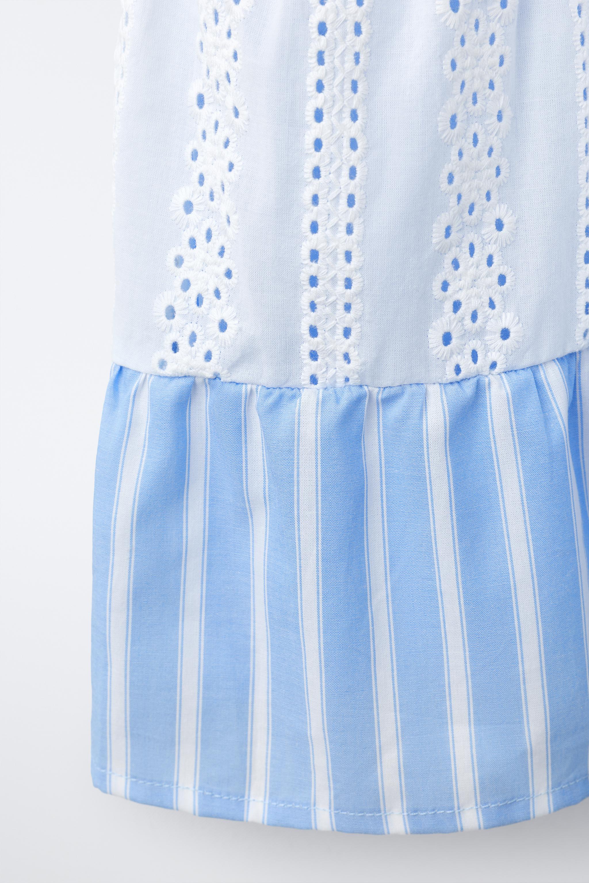 Детские платья Zara STRIPED AND SWISS EMBROIDERED KNIT DRESS — фото 5