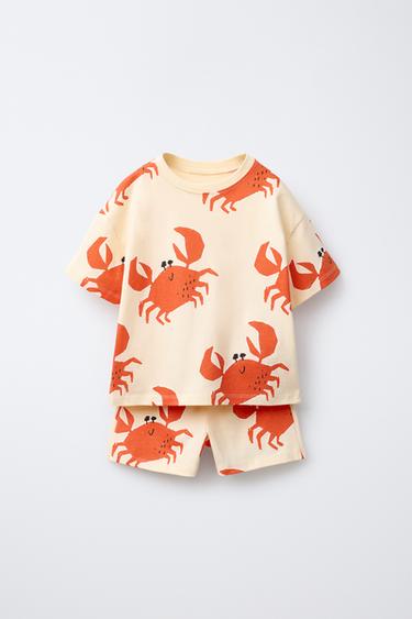 CRAB PRINT T-SHIRT AND BERMUDA SHORTS SET - Mid-ecru by Zara - Image 0