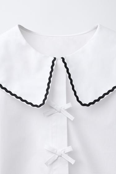 CHEMISE COL CLAUDINE ONDULINE - Blanc de Zara - Image 2
