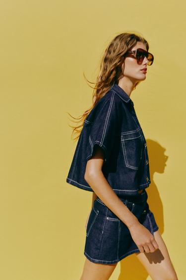 Z1975 SHORT DENIM SHIRT - Blue by Zara