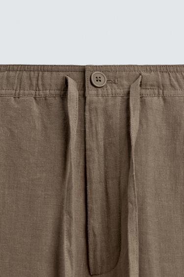 PANTALÓN RELAXED FIT 100% LINO - Marrón / Topo de Zara