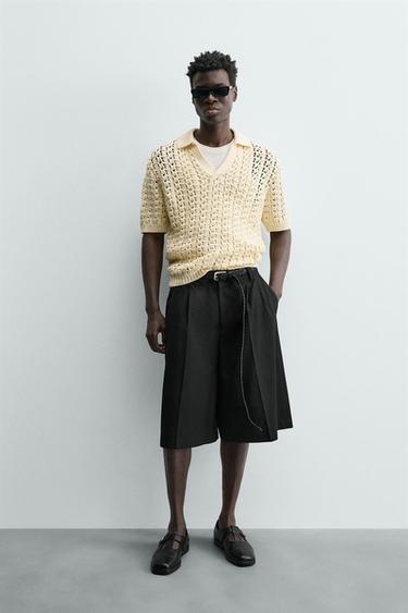 POLO PUNTO ESTRUCTURA CALADO - Mantequilla de Zara - Imagen 0