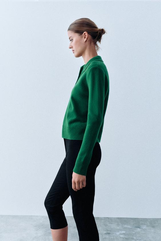 POLO 100 % LAINE - Vert de Zara - Image 2