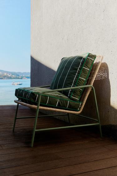 WOVEN OUTDOOR CHAIR WITH GEOMETRIC DETAIL - Brown / Green by Zara