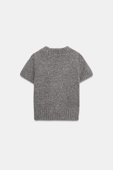 TOP AVEC LAINE MANCHES COURTES - Gris de Zara - Image 6