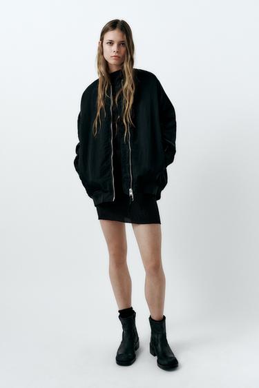 НЕЙЛОНОВЫЙ БОМБЕР ОВЕРСАЙЗ — ЧЕРНЫЙ от Zara — изображение 0