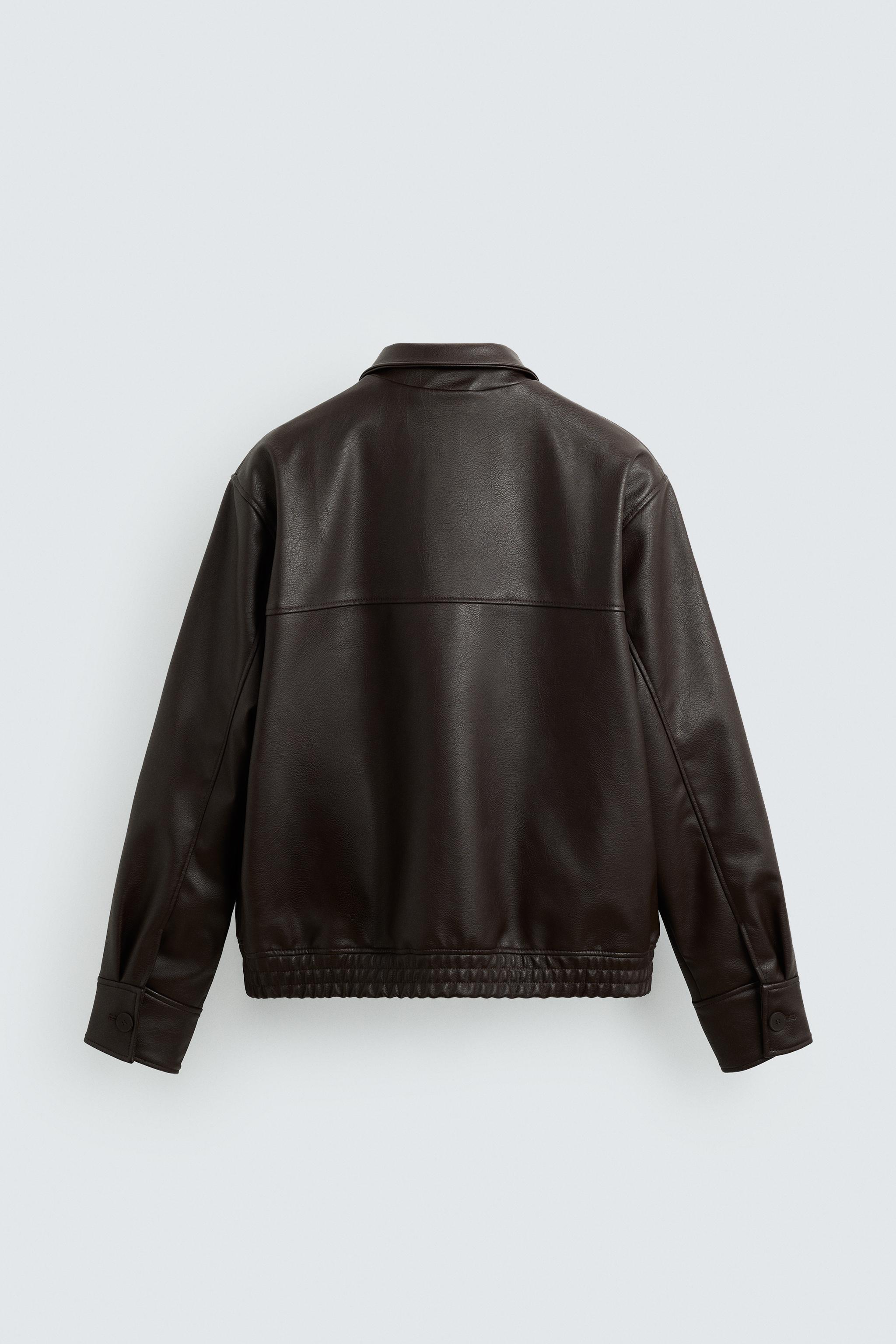 FAUX LEATHER BOMBER JACKET - Chocolate brown | ZARA United States