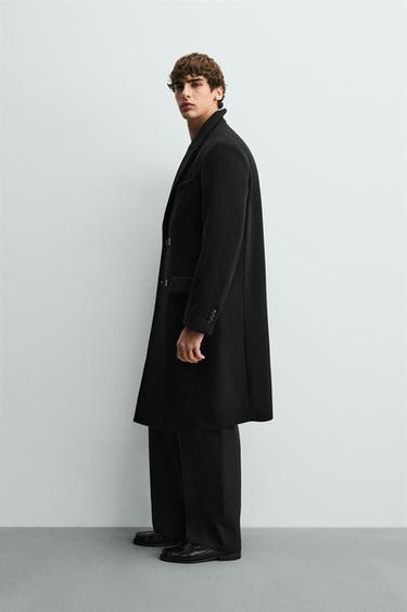 MANTECO WOOL BLEND DOUBLE-BREASTED COAT - Black by Zara