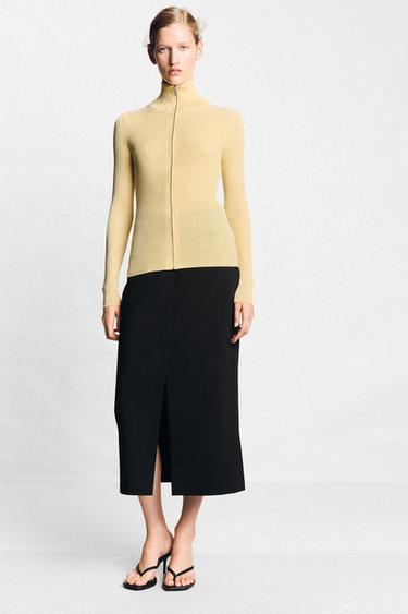 CHAQUETA ENTALLADA PUNTO CANALÉ - Amarillo pastel de Zara