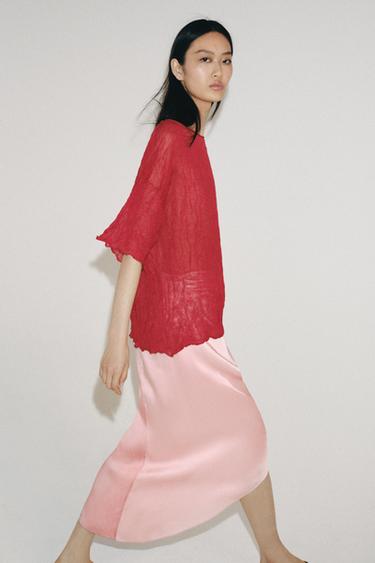 TOP EN MAILLE EFFET FROISSÉ - Rouge moyen de Zara - Image 7