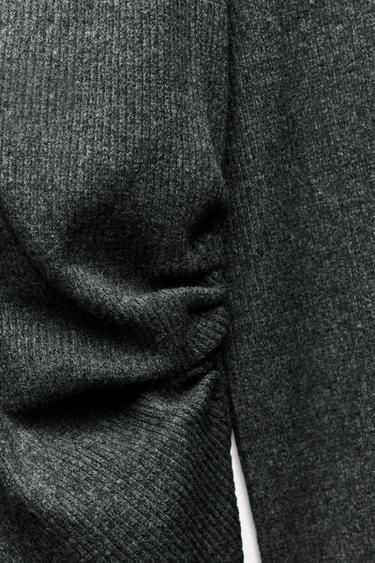 Zara SOFT RIBBED CARDIGAN - Gray marl