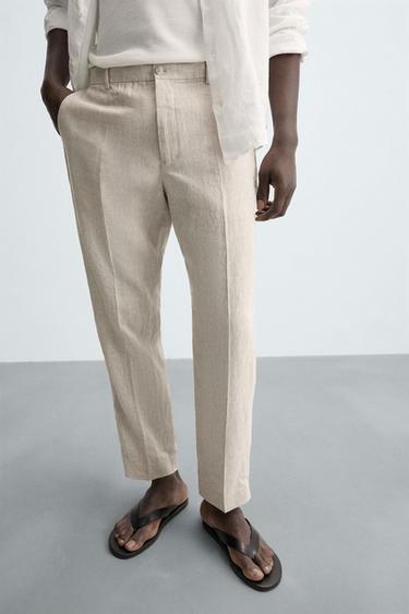 100% LINEN TROUSERS - Light beige by Zara - Image 5