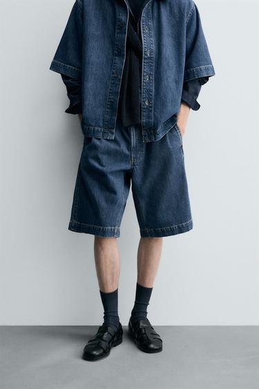 DENIM-BERMUDASHORTS IN RELAXED FIT MIT ZIERFALTEN - Blau von Zara