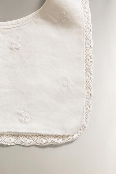 FLORAL EMBROIDERED BABY BIB - Oyster-white by Zara - Image 2