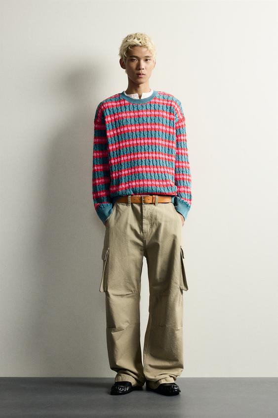 STRIPED CABLE-KNIT STRUCTURED JUMPER - Indigo de Zara - Imagen 0