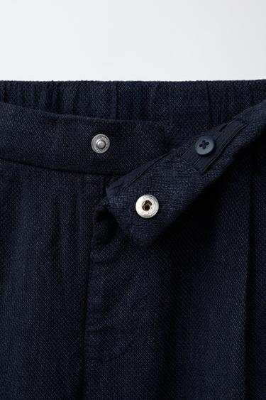 LINEN BLEND SUIT TROUSERS - Navy blue by Zara - Image 2