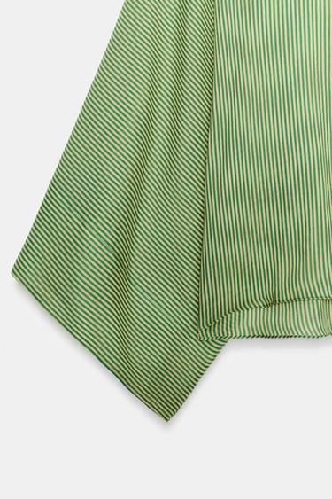 CHEMISE À RAYURES RAMIE ZW COLLECTION - Vert / Écru de Zara - Image 7