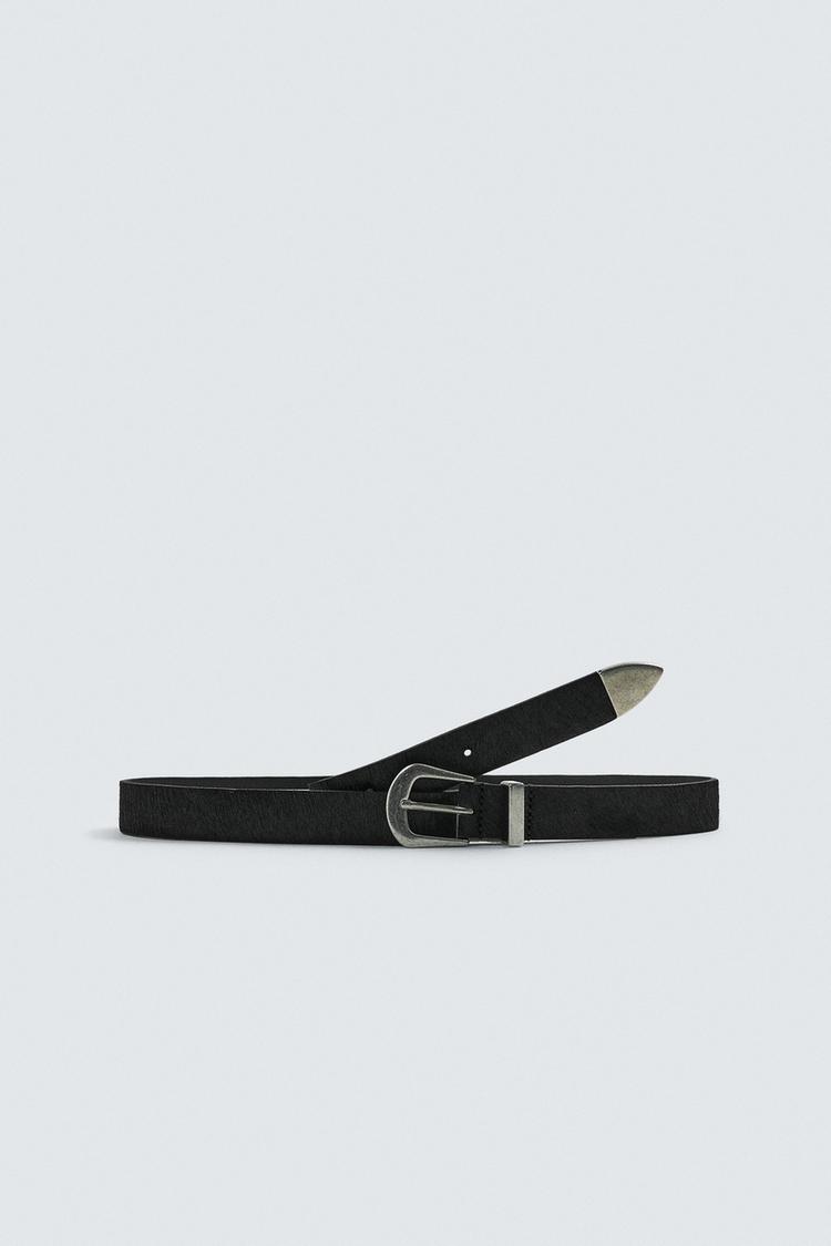 ZARA LEATHER BELT WITH SHEEPSKIN FINISH