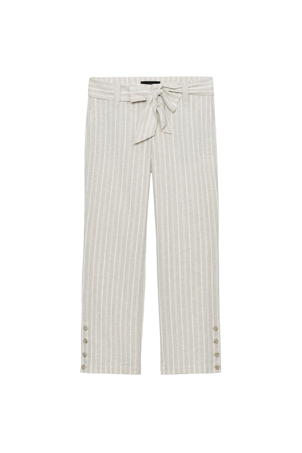 STRIPED BELTED LINEN PANTS - image 3
