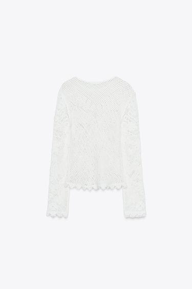 TOP DENTELLE BRODÉE - Blanc de Zara - Image 5