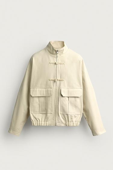 RELAXED FIT JACKET WITH KNOT FROG FASTENINGS - Ecru by Zara