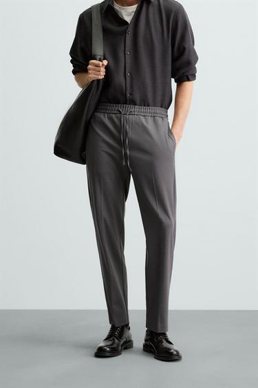 COMFORT FIT JOGGER WAIST TROUSERS - Grey by Zara