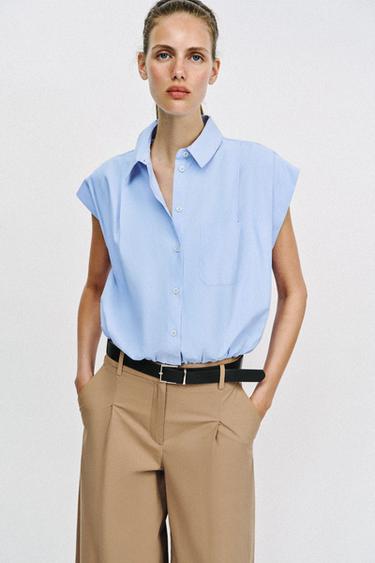 KURZES BAUSCHHEMD - Hellblau von Zara