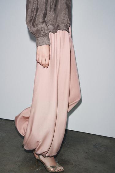 ZW COLLECTION FLOWING GATHERED TROUSERS - Pink by Zara