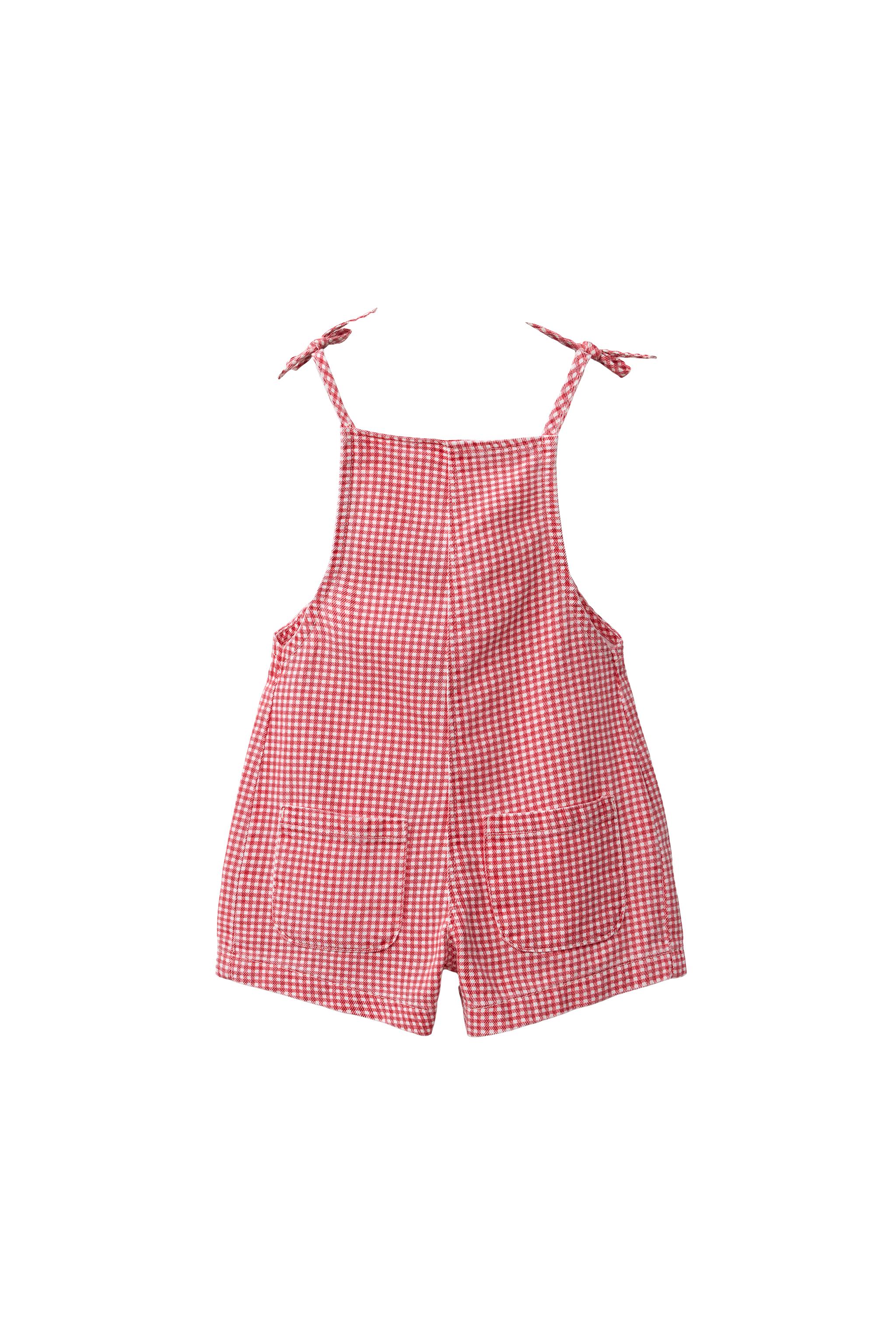 GINGHAM TWILL SHORT JUMPSUIT - Red | ZARA United States