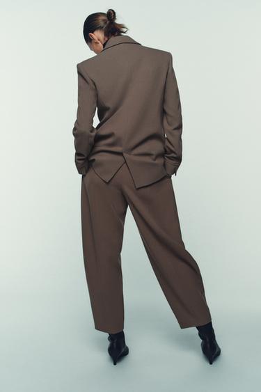 DOUBLE-BREASTED BLAZER WITH SHOULDER PADS - camel by Zara - Image 2