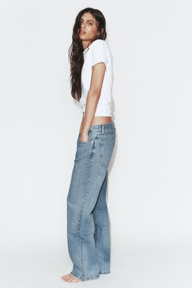 TRF LOW-RISE STRAIGHT JEANS WITH SHIMMER - Navy blue by Zara - Image 3