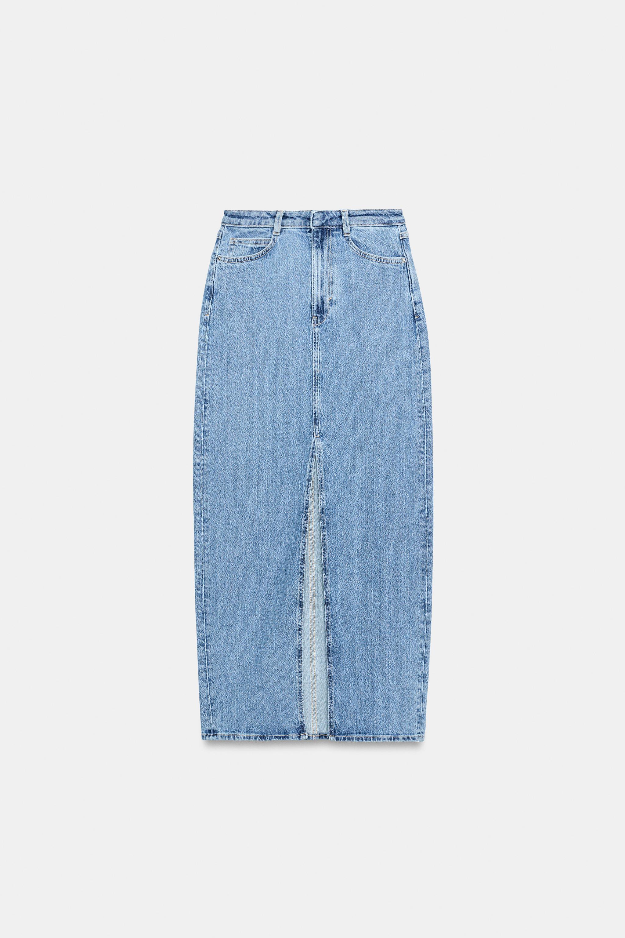 JUPE Z1975 MI-LONGUE EN JEAN À OUVERTURE