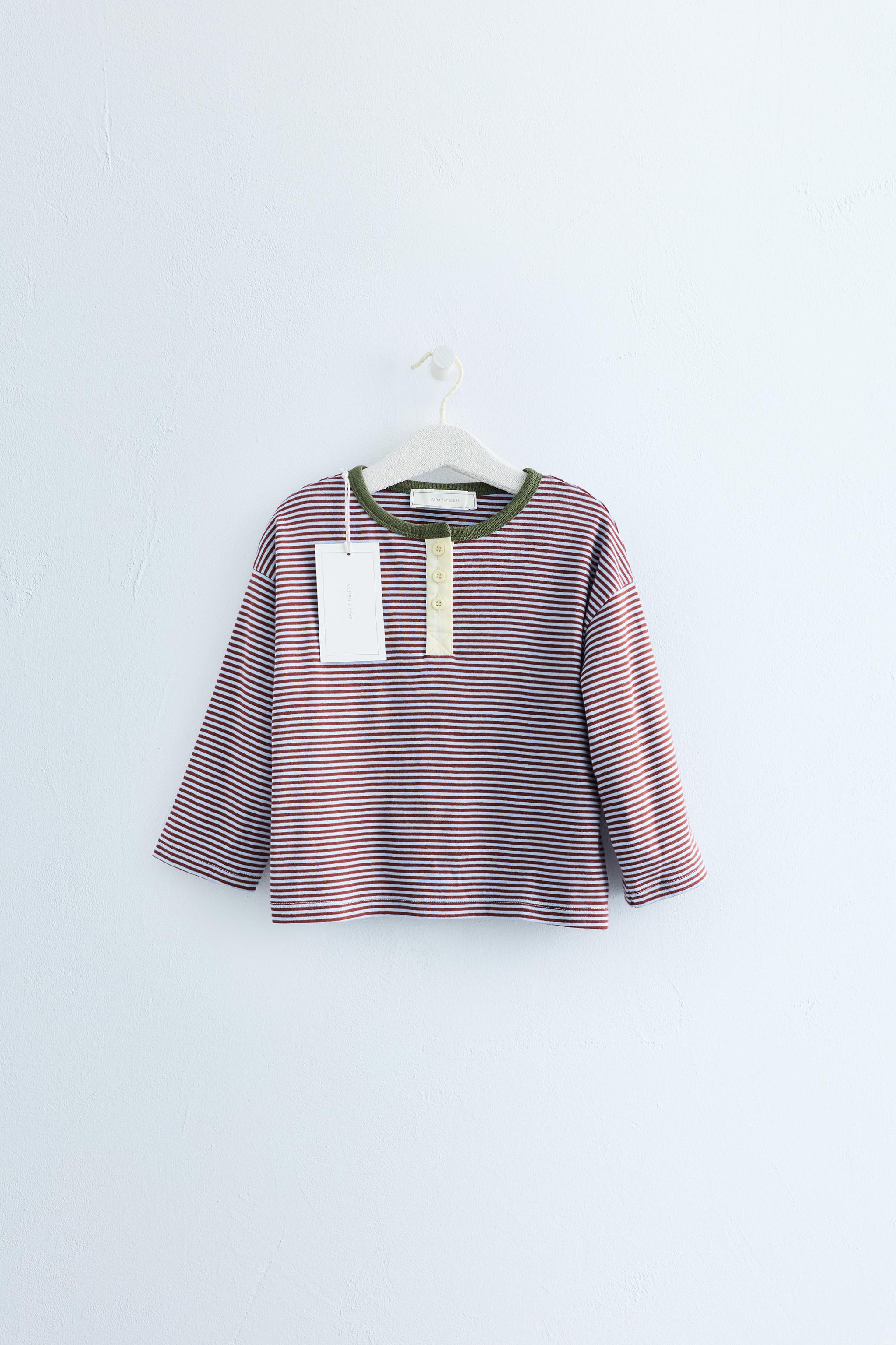 ZARA TIMELESS - STRIPED HENLEY T-SHIRT