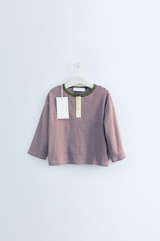 ZARA TIMELESS - STRIPED HENLEY T-SHIRT - Burgundy by Zara - Image 0