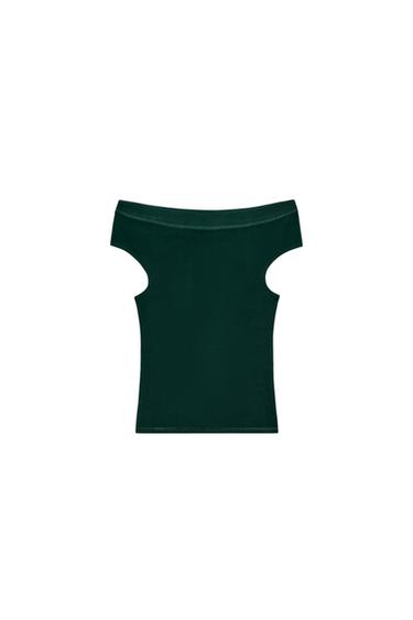 تيشرت بياقة قارب - أخضر الخاص بـ Zara