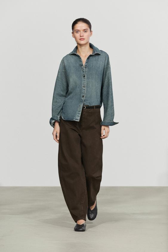 Zara Pants carrot fit seam details - Chocolate - Image 0
