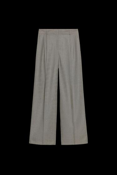 WIDE-LEG TROUSERS WITH DARTS - Sand / Black by Zara - Image 0