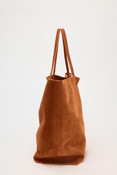 Zara SUEDE MAXI TOTE - Orange