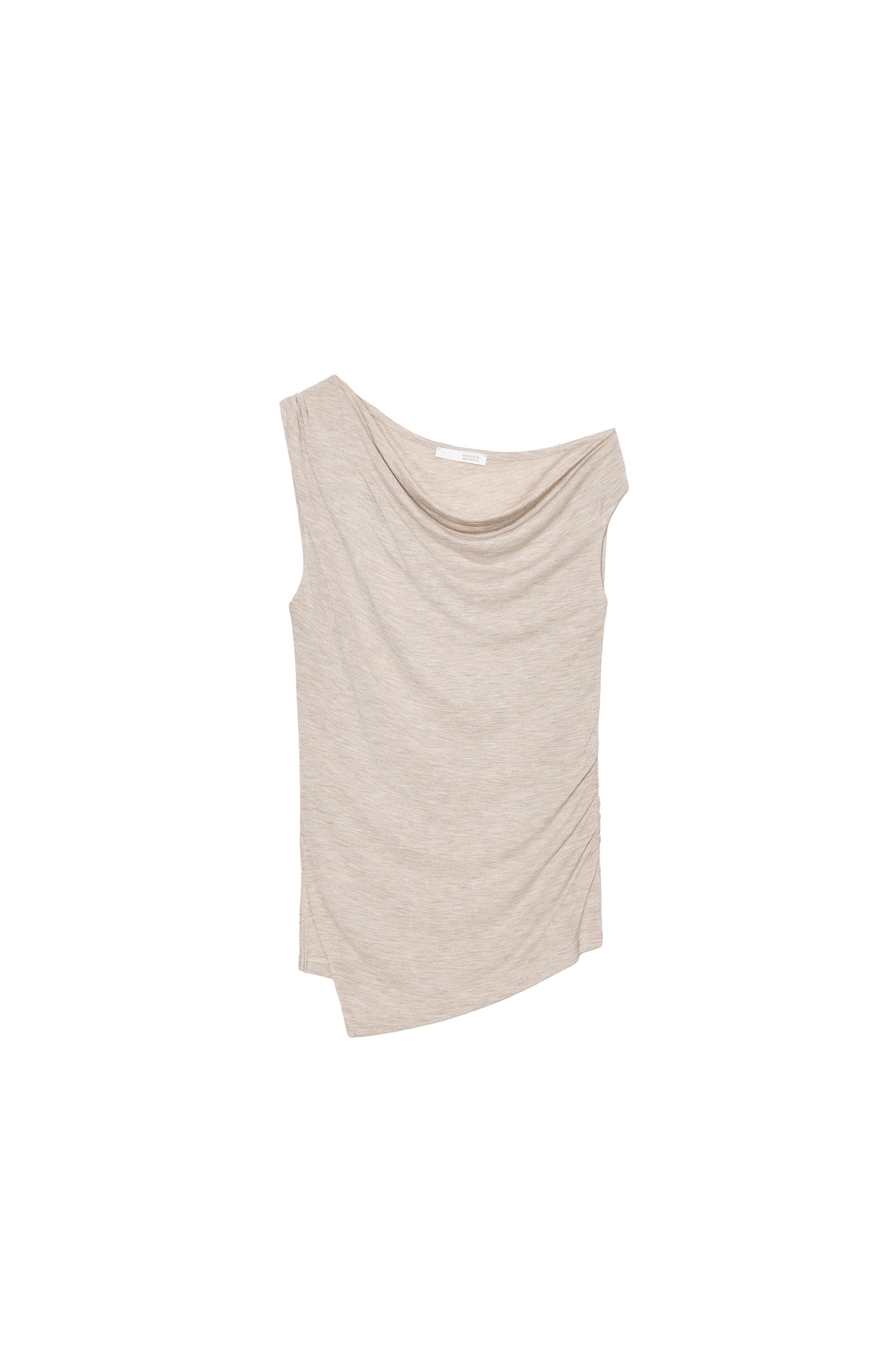 DRAPED ASYMMETRIC TOP - Sand / Marl | ZARA Turkey